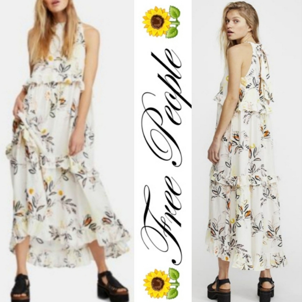 FREE PEOPLE "Anita" Ruffled Boho Maxi Dress